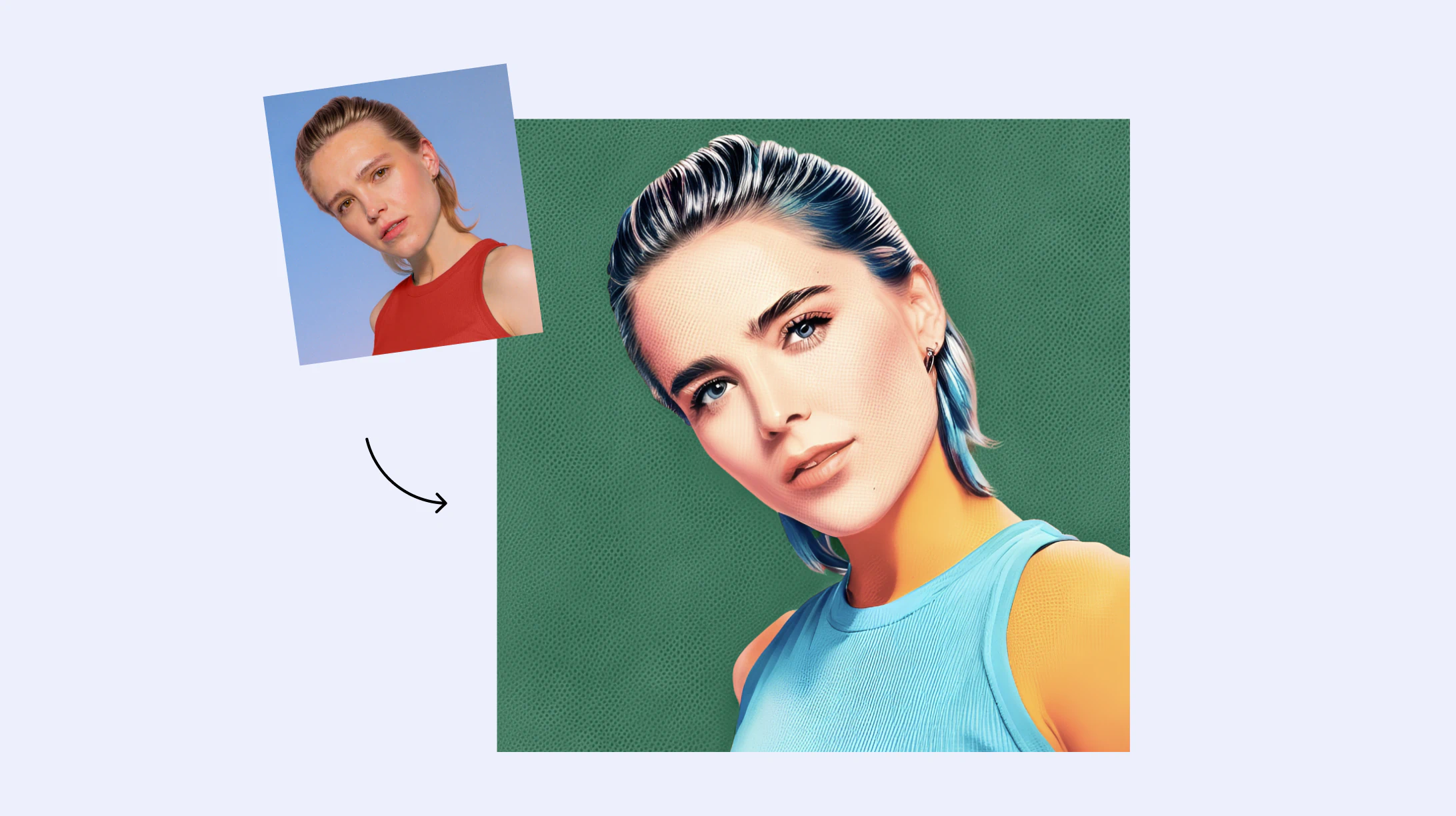 ransforming a photo into a painting-style avatar for a profile image using AI
