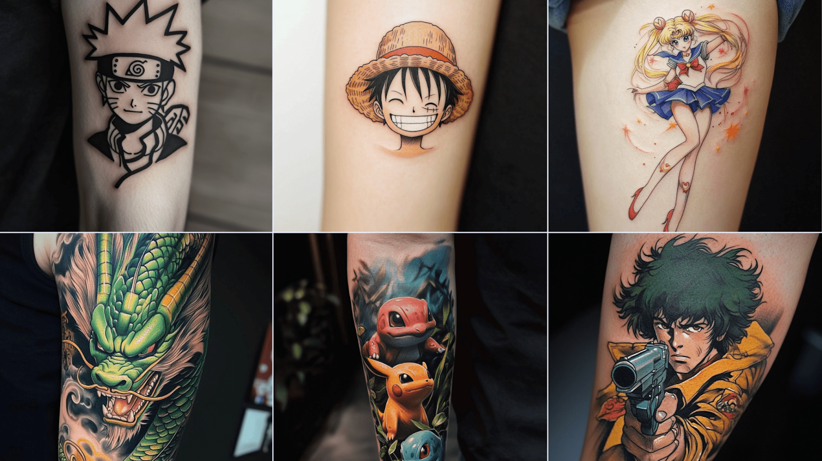 Pokemon and Sailor Moon tattoo ideas generated with Photoleap